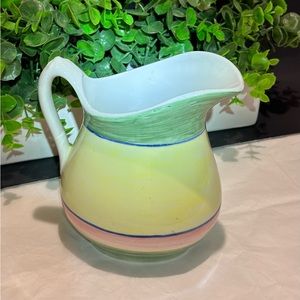 Dudson Brothers Pottery England Small Striped Ceramic 6” tall pitcher.